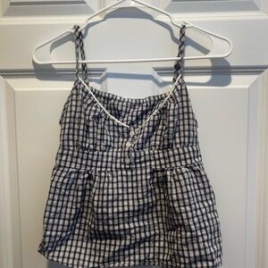 Brandy Melville Navy and White Plaid Tank Top